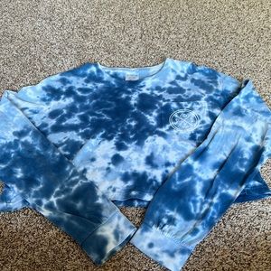 Blue tie-dye, a Long Sleeve cropped T-shirt